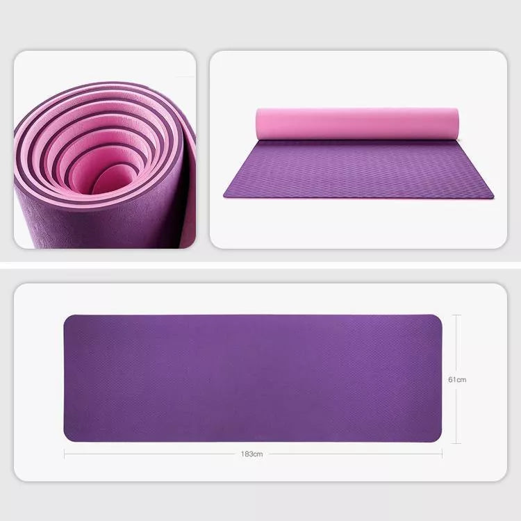 Tasteless and antiskid fitness dance yoga mat in pink, purple, and green