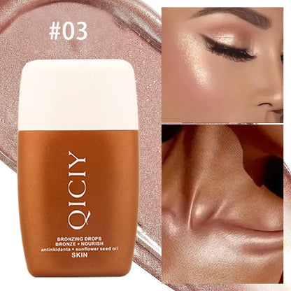 Face and body highlight contour liquid in 30ml bottle with four shade options