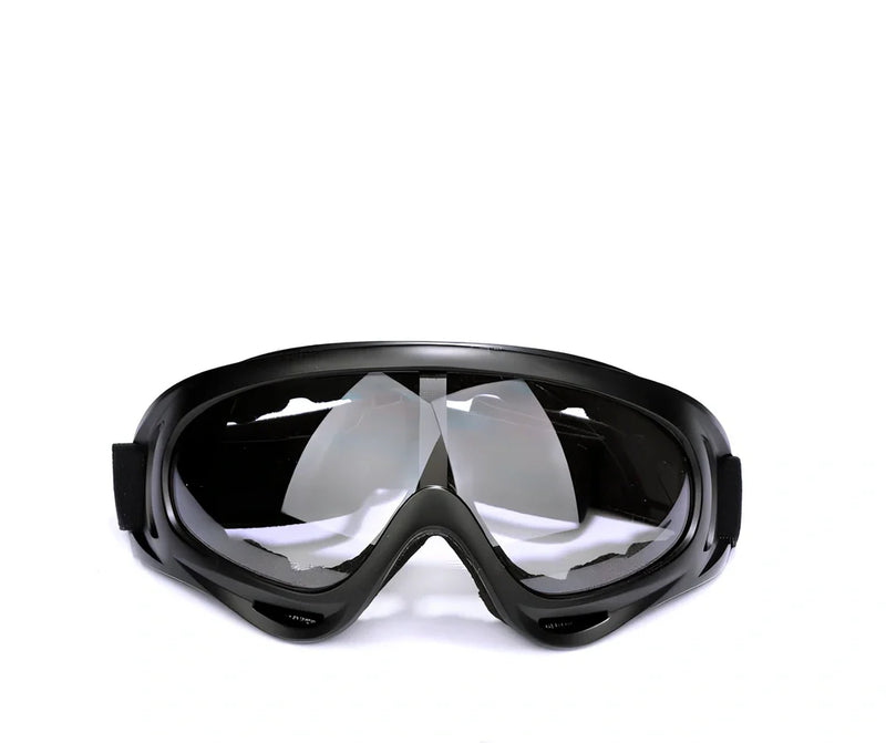 Motorcycle sports goggles with multi-layer coated lenses providing UV400 protection against wind and sand while offering colour-changing visibility for various light conditions