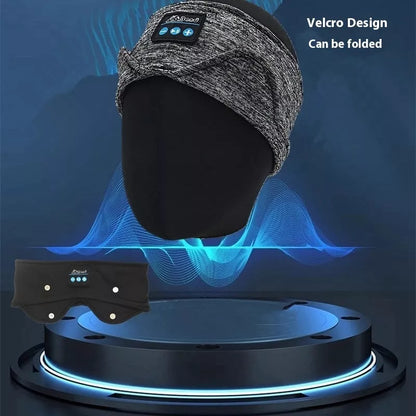 Bluetooth Music Headband with Sleep Scarf in black and gray