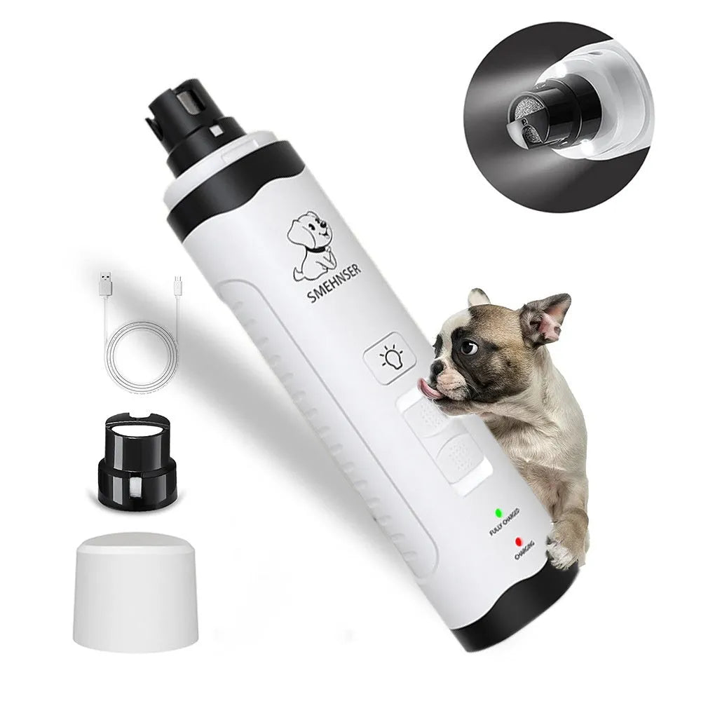 Pet automatic nail piercing device with LED display and dust collection for dog grooming