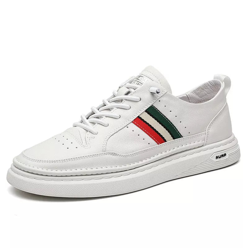 Summer breathable casual shoes with middle heel for students in white