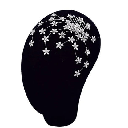 Bridal Rhinestone Hair Combing Ornaments - Elegant wave-like design with sparkling white crystals for a glamorous bridal hairstyle