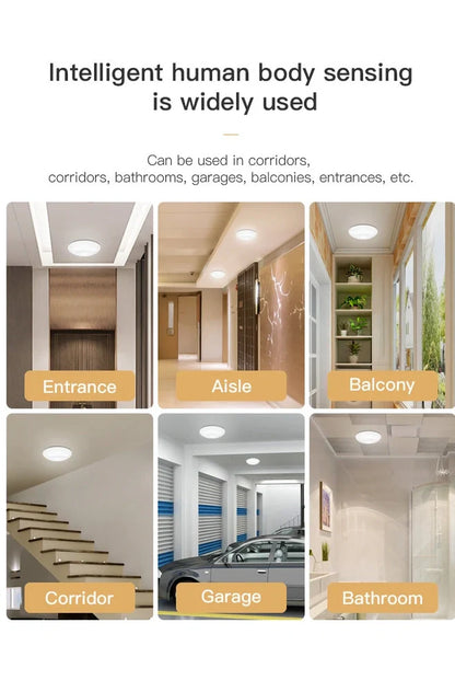 Human induction ceiling lamp with motion sensor, 200x52x200mm, rechargeable battery, adhesive installation