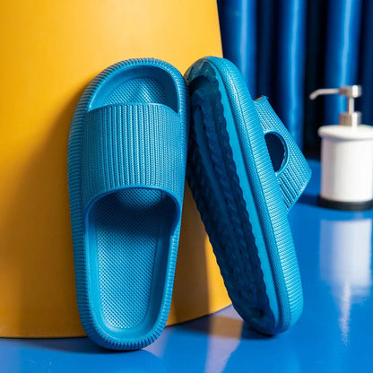 Unisex EVA slippers in various colors, including white, yellow, green, blue, black, khaki, grey, pink, and orange