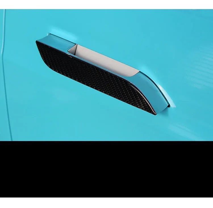 Set of four carbon fibre door handle protective stickers for Tesla Model S with adhesive backing