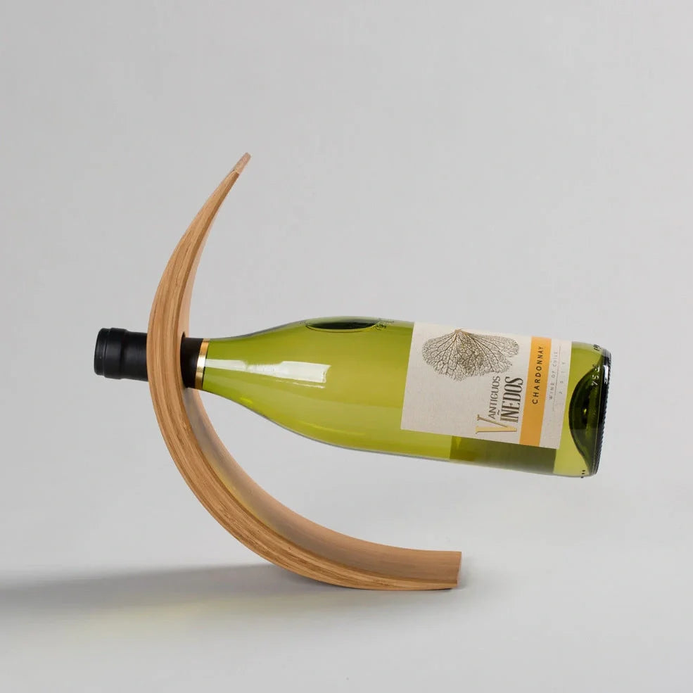 Natural bamboo wine bottle rack with modern simple design showing tool-free assembly