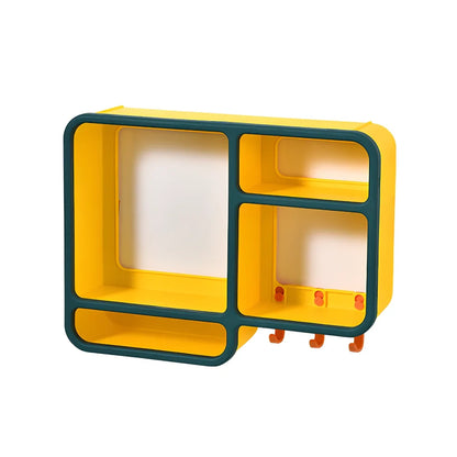 White wall-mounted cosmetics storage shelf measuring 36.2x27.2cm with dust-proof design