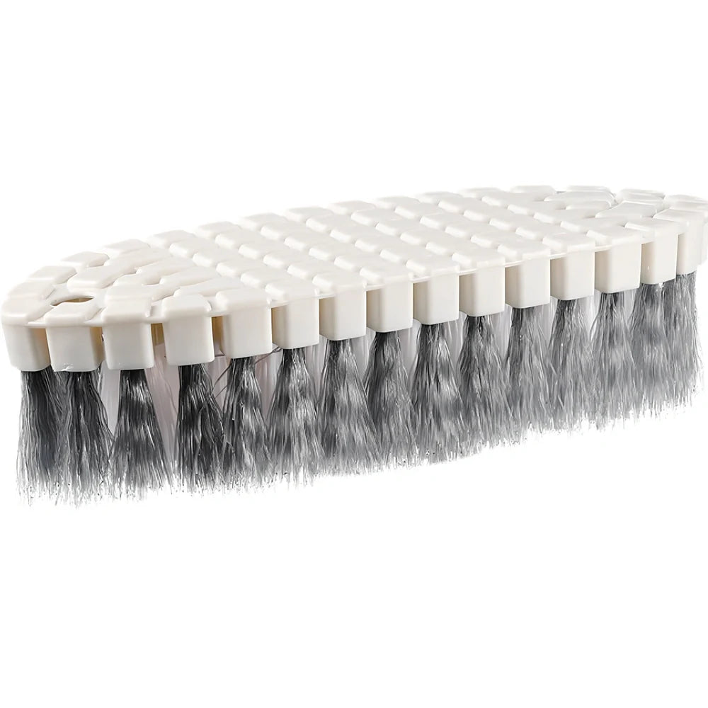 White flexible plastic bathroom tile cleaning brush measuring 15.5cm long