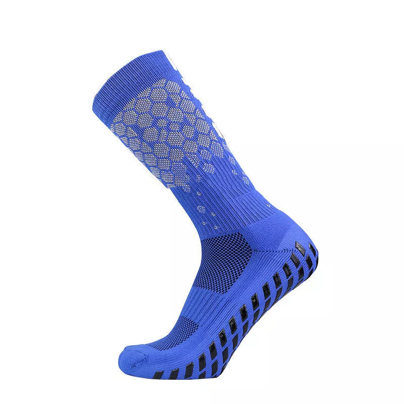 Non-slip soccer socks in various colors, designed for competition and training