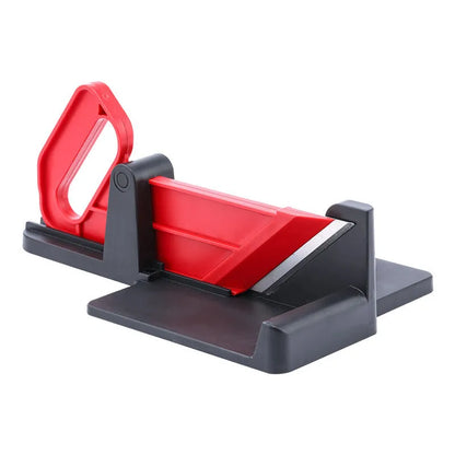 Green and red vegetable cutter with stainless steel blades for carrots and potatoes
