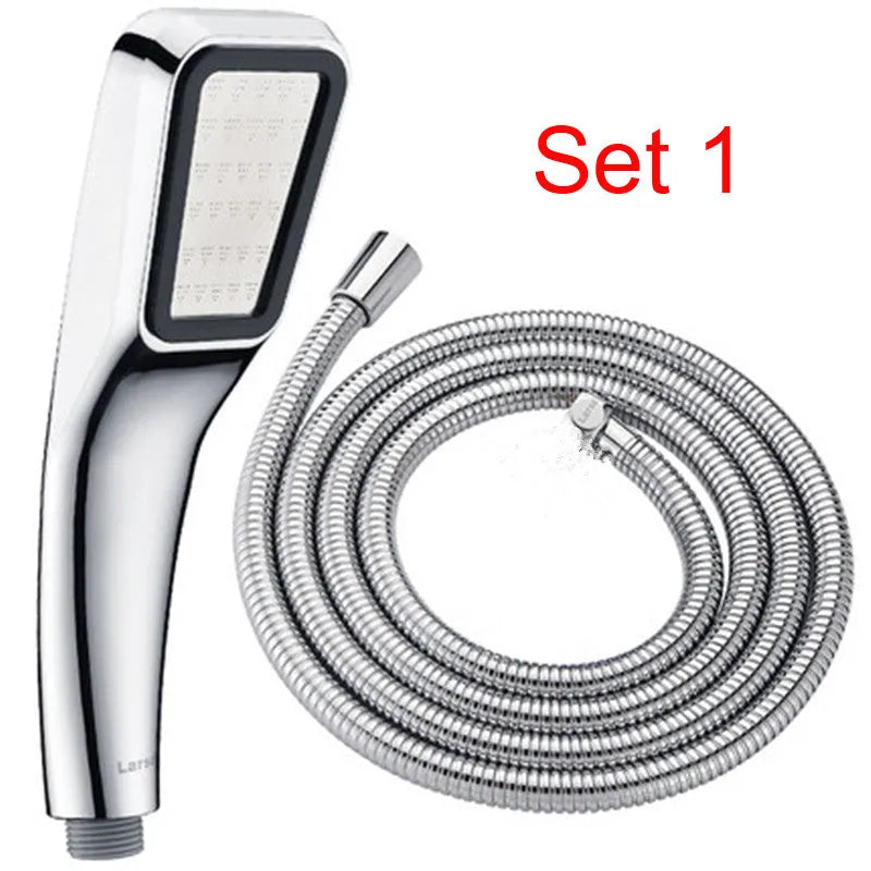 Orange plastic hand-held pressurised shower head with rain function