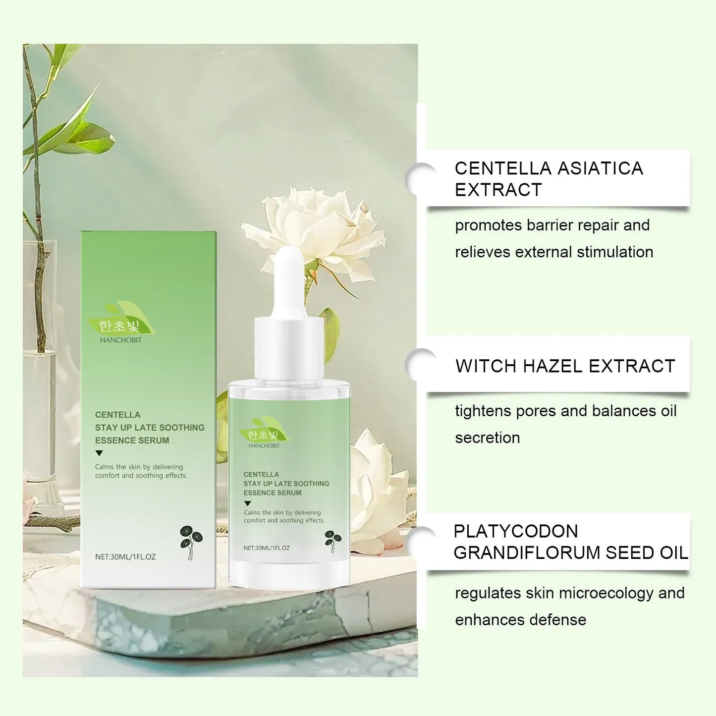 30ml bottle of Centella Asiatica Soothing Solution skincare liquid