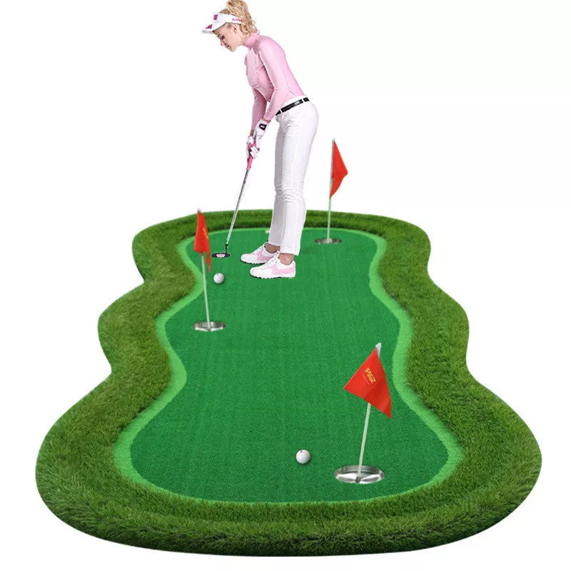 Indoor Golf Green Putter Practice Device with realistic artificial lawn for effective putting training