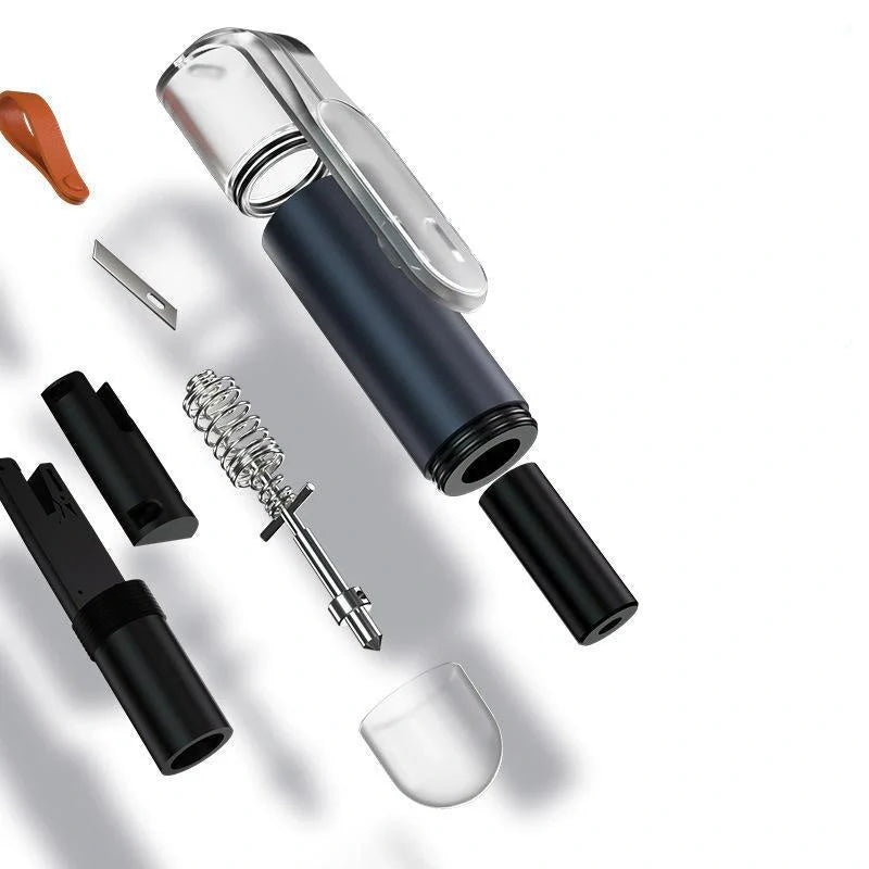 Mini Portable Car Safety Hammer in navy blue and red, compact size for emergency use