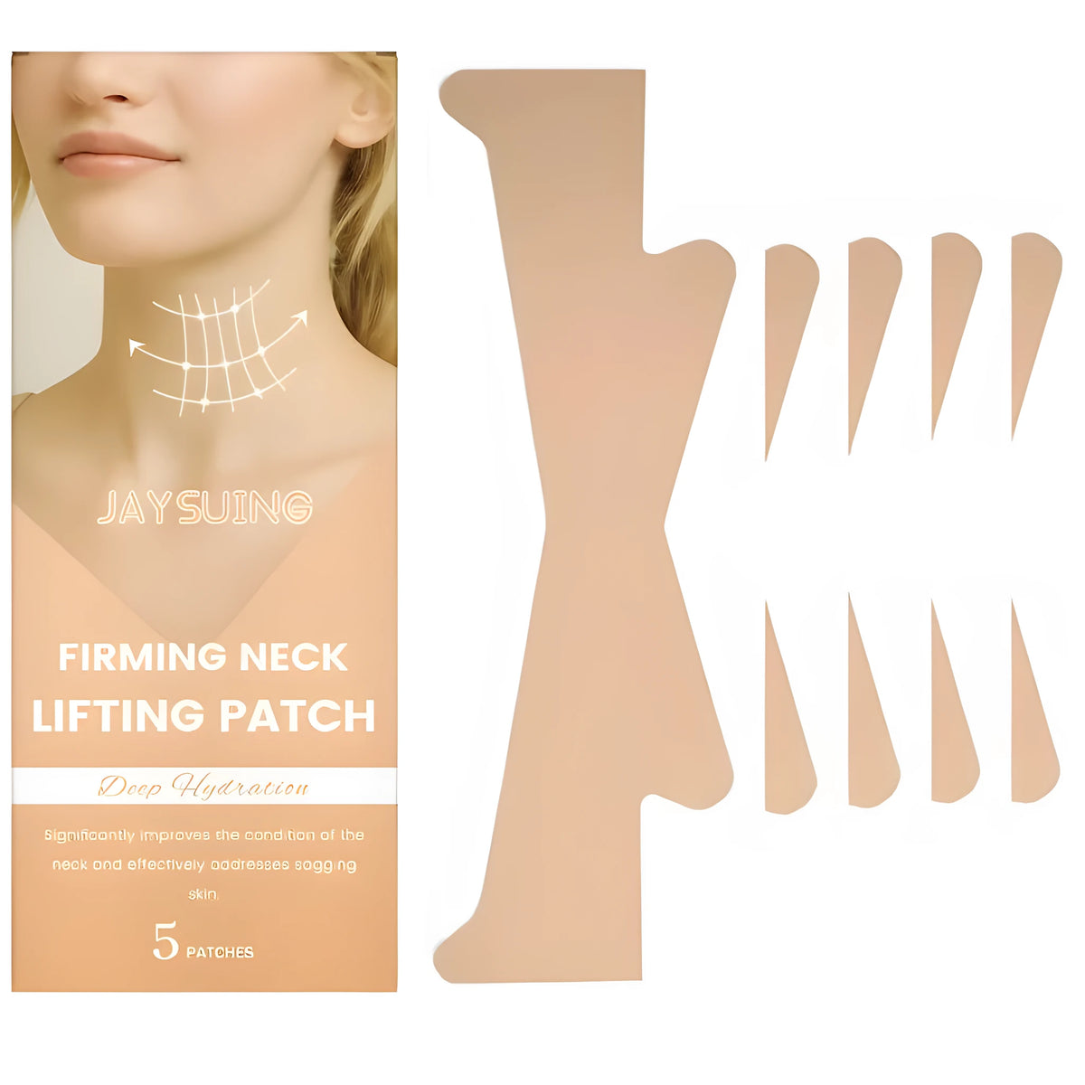 Finger tightening neck lifting patch with hyaluronic acid and retinol, 5-patch pack