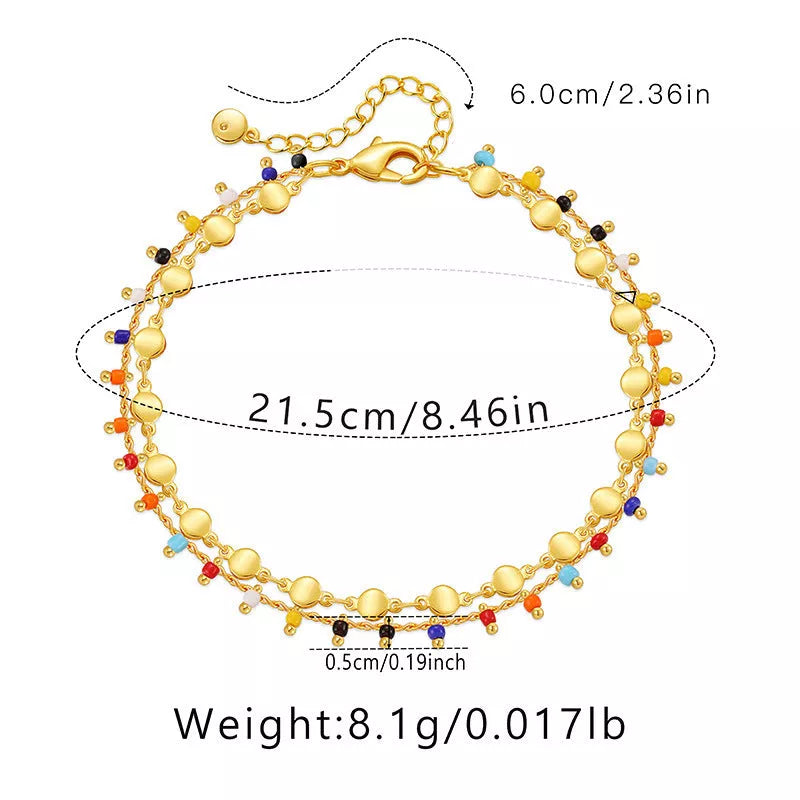 Candy Color Small Rice-shaped Beads National Style Anklets in vibrant KA0154 color