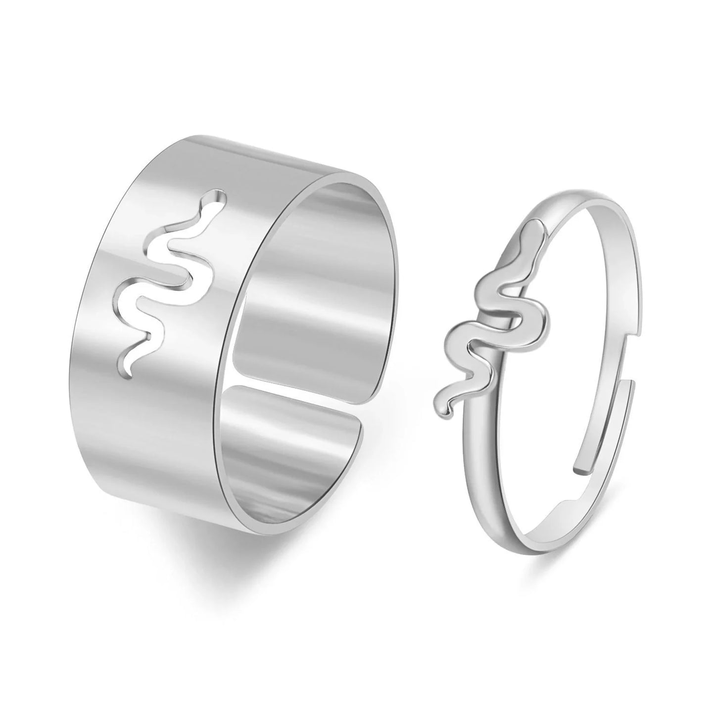 Trendy Adjustable Butterfly Couple Rings Set in gold and silver, perfect for punk style lovers