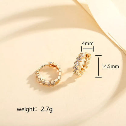 Copper-plated gold inlaid zircon stud earrings for women, color YN007