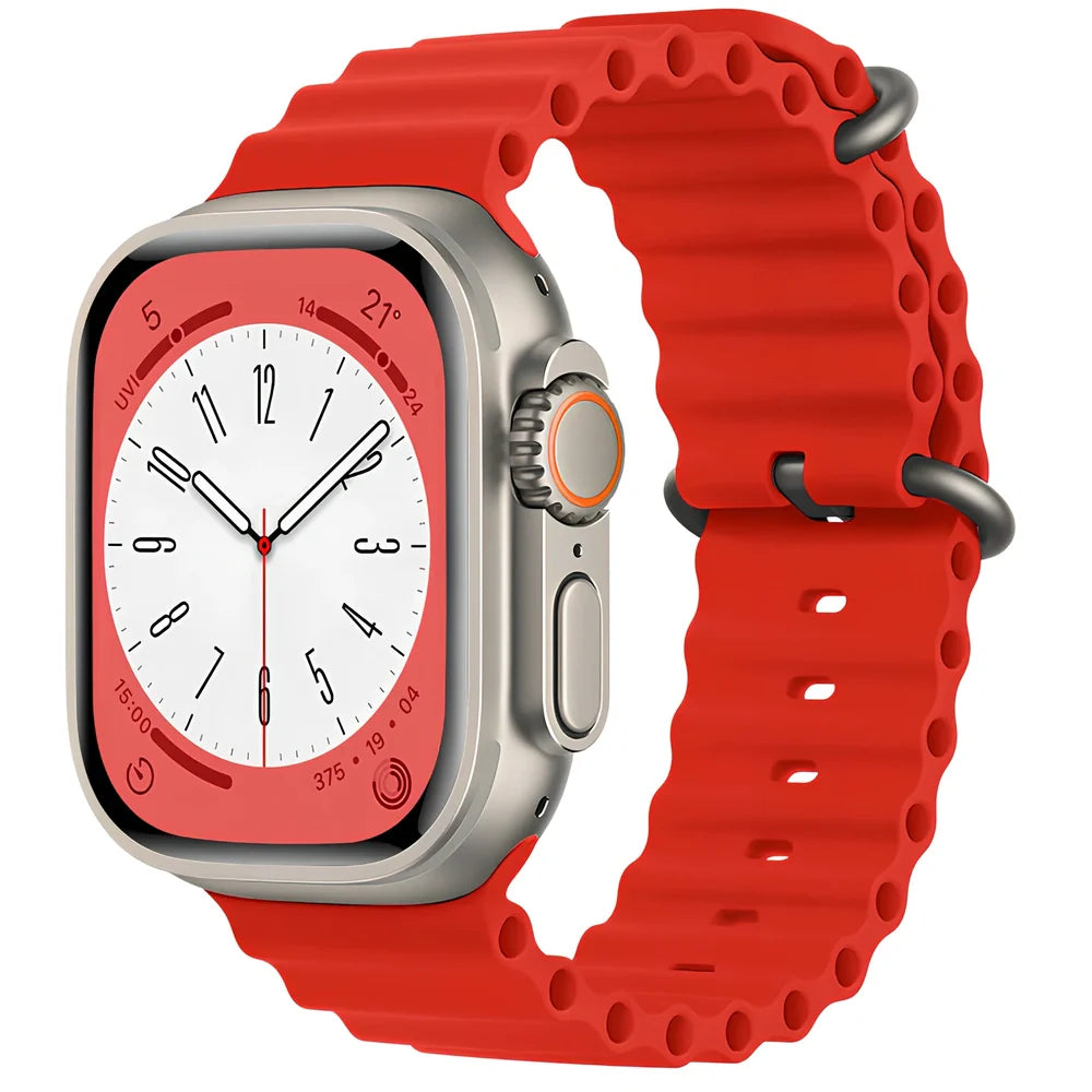 Ocean silicone watch band in midnight blue for Apple Watch 42mm, with buckle closure and flexible fit