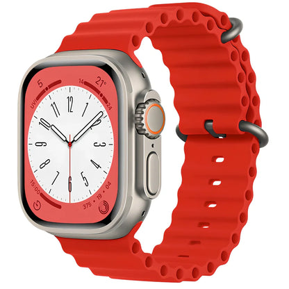 Ocean silicone watch band in midnight blue for Apple Watch 42mm, with buckle closure and flexible fit