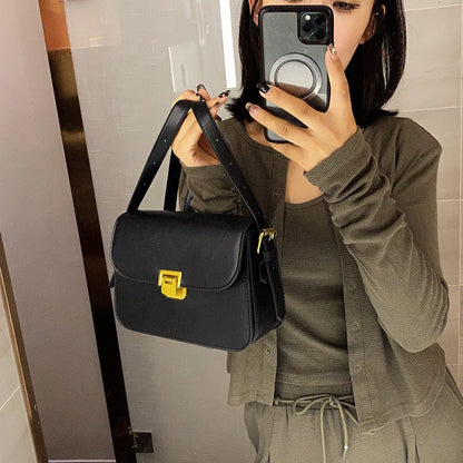 Women's soft PU one-shoulder underarm square handbag in horizontal shape with cross-body strap