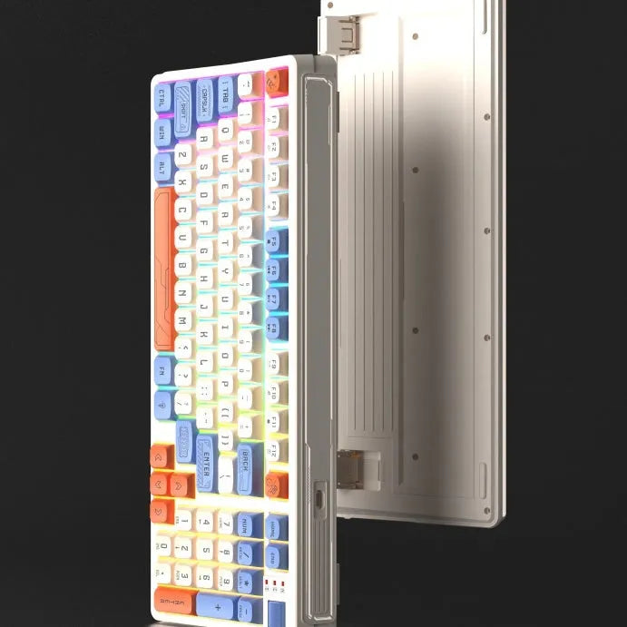 ABS plastic desktop computer keyboard with luminous backlighting in a choice of four colour combinations.