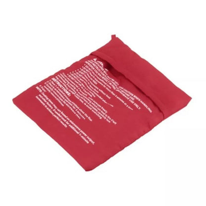 Red washable microwave cooker bag for quick potato cooking, 26.5 x 19.5 cm
