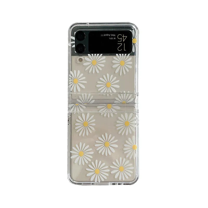 Floral design hard PC phone case for Samsung Galaxy Z Flip3 and Z Flip4 folding phones