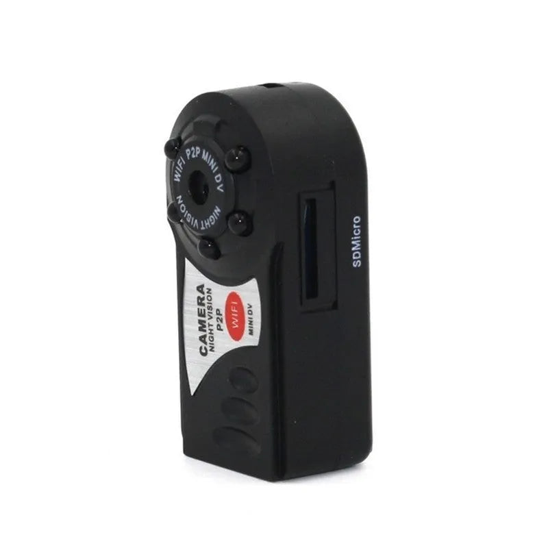 Black wireless wifi surveillance camera with LCD screen showing 16x optical zoom and night vision capability