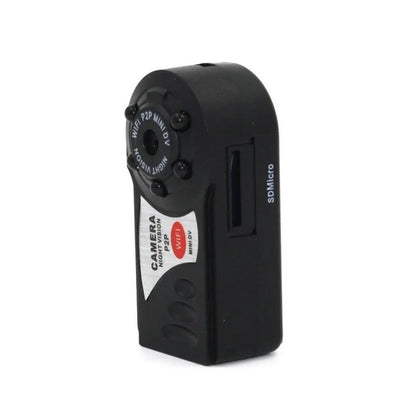 Black wireless wifi surveillance camera with LCD screen showing 16x optical zoom and night vision capability