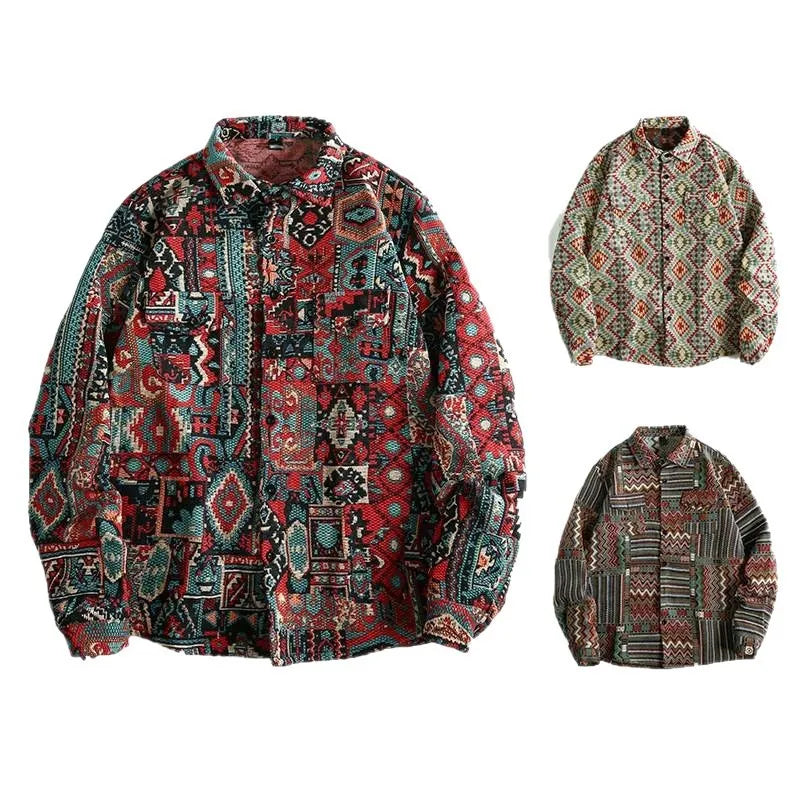 Men's jacquard pattern long sleeve cardigan in polyester, slim fit casual top in three colours and sizes S to 2XL