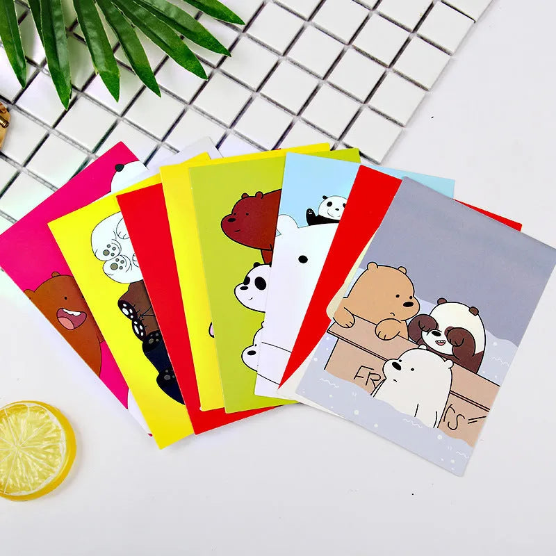 Pack of nine retro cartoon-style postcards showing Paris Eiffel Tower and historic site designs.