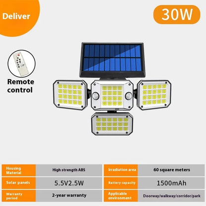 Solar garden lamp with motion sensor for outdoor pathway and entrance lighting