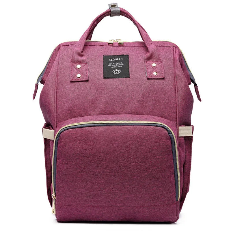 Oxford maternity nappy bag with 16-20L capacity, anti-theft design, bottle area, and multiple colour options