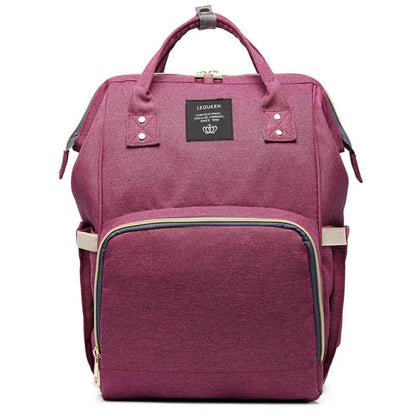 Oxford maternity nappy bag with 16-20L capacity, anti-theft design, bottle area, and multiple colour options