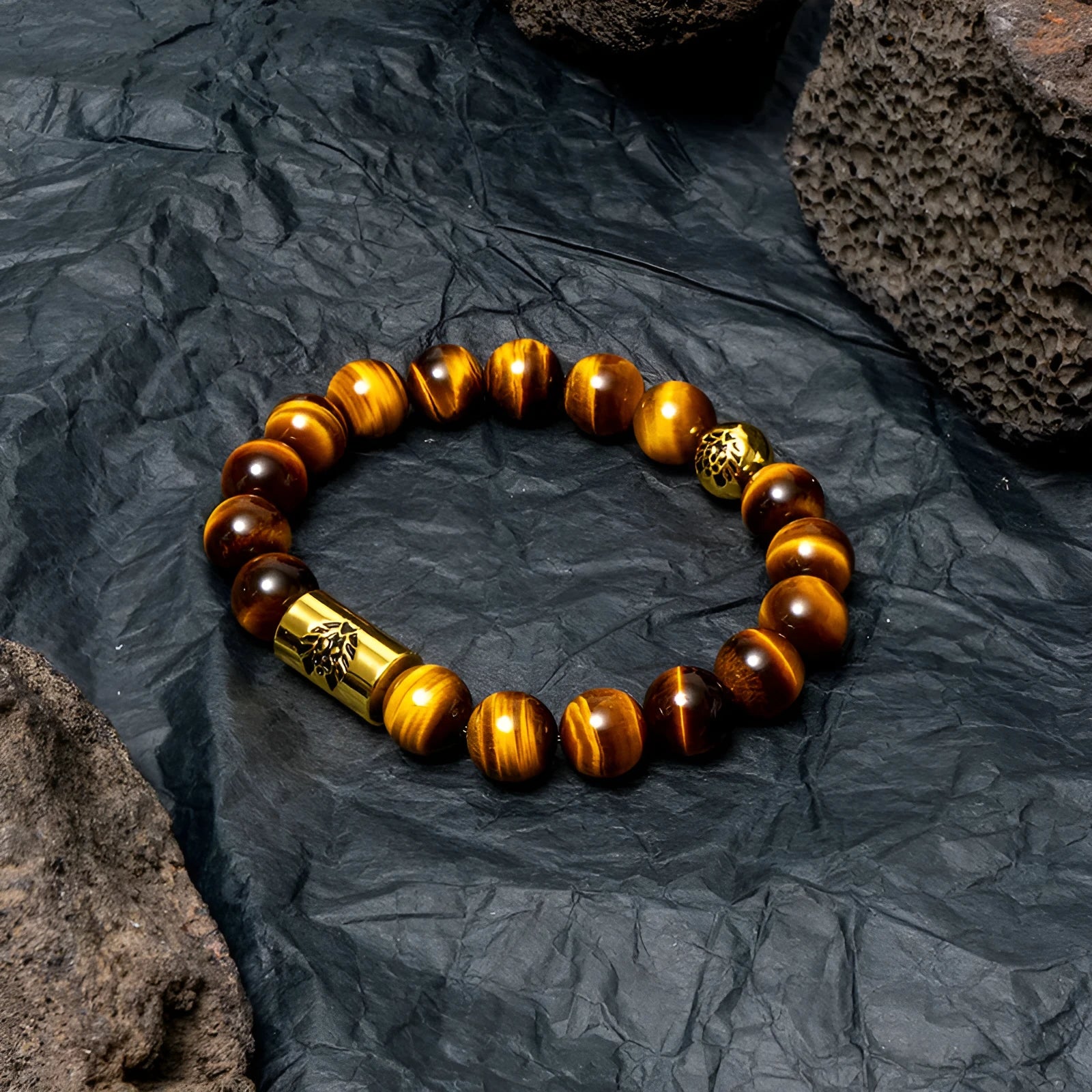 Black and white Qiankun bodhi seed ethnic bracelet with geometric shapes on wrist