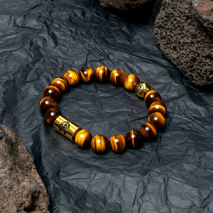 Black and white Qiankun bodhi seed ethnic bracelet with geometric shapes on wrist