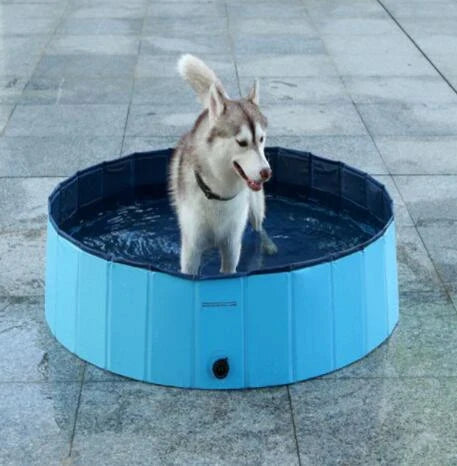 Sturdy foldable dog swimming pool made of durable PVC material with a non-slip bottom for safe pet playtime