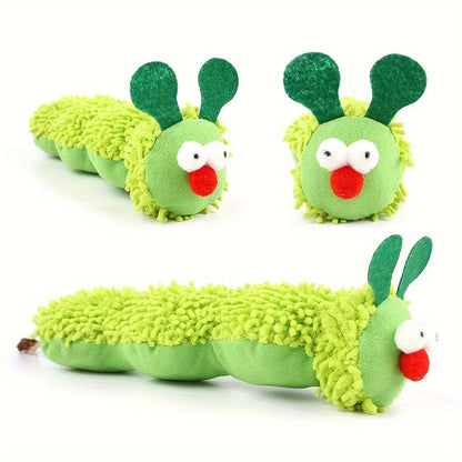 Green rechargeable interactive plush cat toy pillow for motion-activated play.