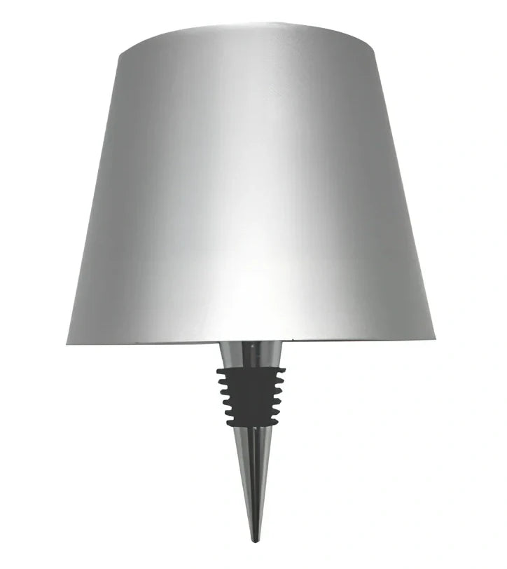White cylindrical LED wine bottle table lamp with touch dimming and USB charging port