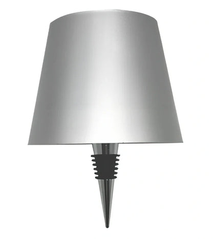 White cylindrical LED wine bottle table lamp with touch dimming and USB charging port
