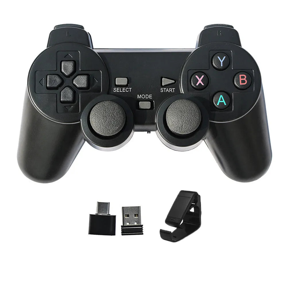Classic Black 2.4G wireless gamepad for Android TV and PC with receiver and bracket