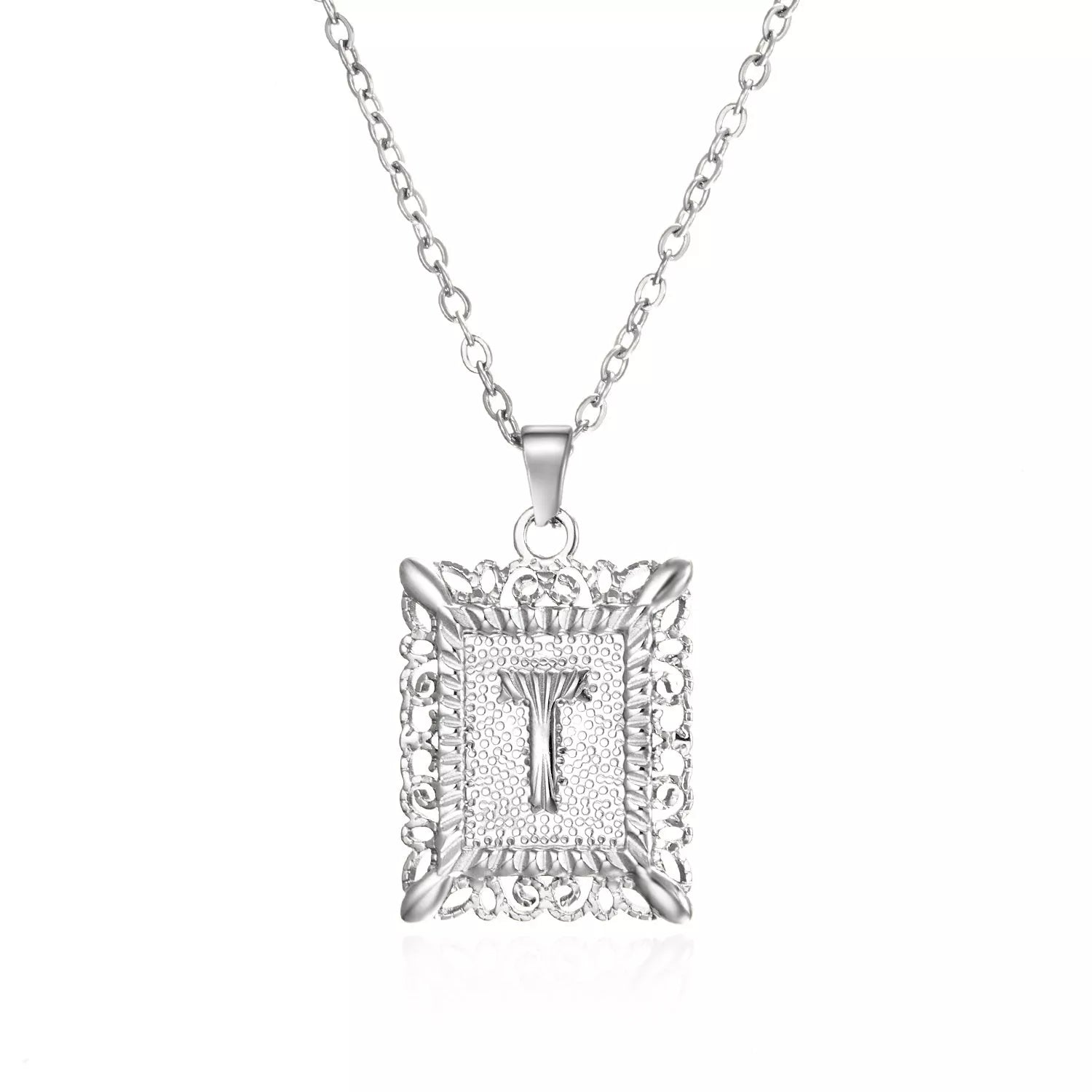 Personalized initial letter necklace in gold or steel, featuring any letter from A to Z