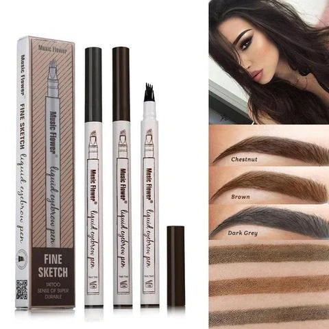 Music Flower Waterproof Eyebrow Pen with four-claw tip for natural-looking eyebrows