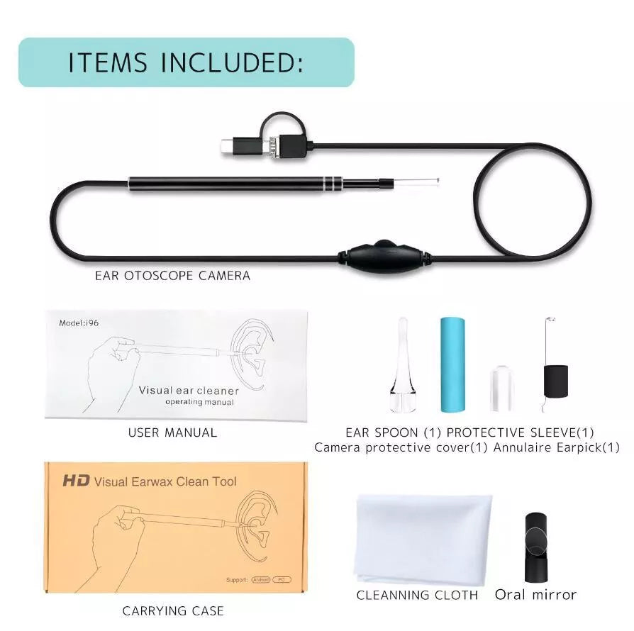 HD visual ear cleaning endoscope with USB and Android compatibility