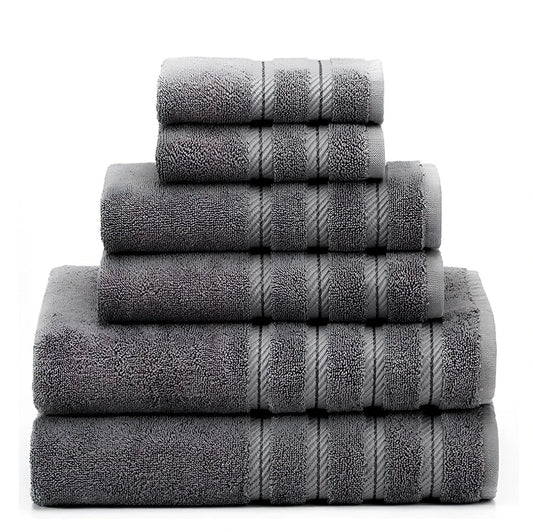 Long staple cotton towel set with three sizes: face cloth, hand towel, and bath sheet in navy blue