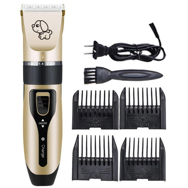 Powerful cordless pet grooming clipper with 5 adjustable speed settings, titanium-ceramic blade, and up to 2 hours of runtime