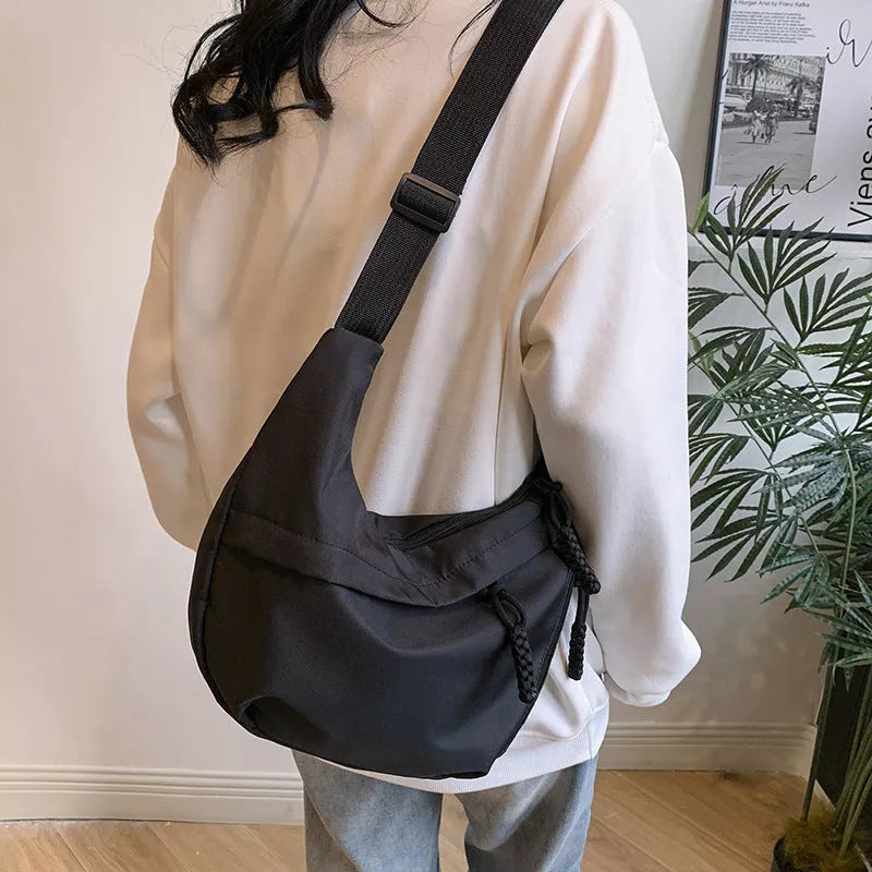 Korean Underarm Tote Bag in black, red, white, and khaki with mobile phone pocket