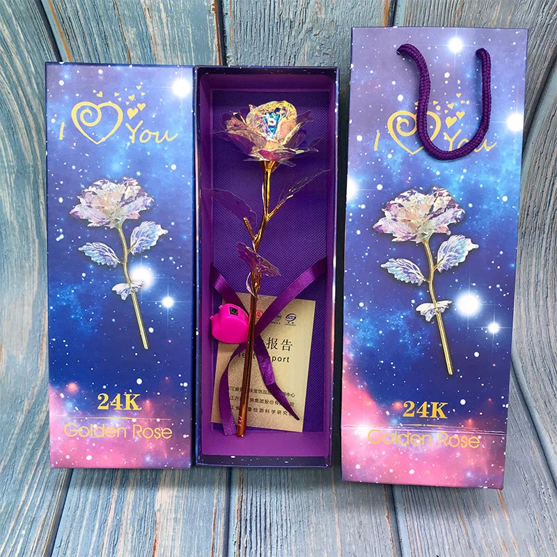 Handmade 24K gold rose flower set in elegant gift box